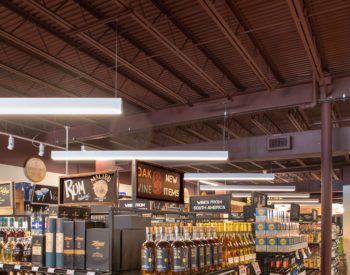 interior ceiling Oak Barrel & Vine Liquor Store